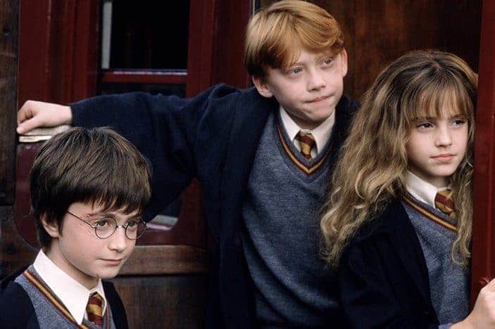 Daniel Radcliffe (Harry Potter), Emma Watson e Rupert Grint crianças